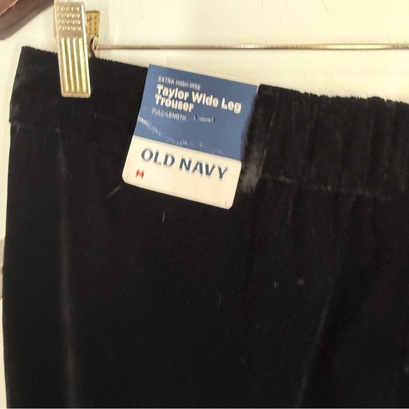 NWT Old Navy Velvet Taylor Wide Leg Trousers Pant Medium Black - Picture 5 of 7